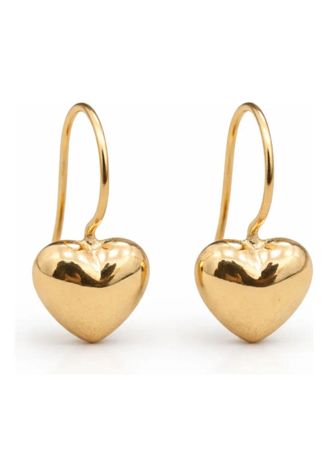 Aros Gancho Corazón 7mm Oro 18k Nacional 1.30gr Regalo Mujer Dorado-0