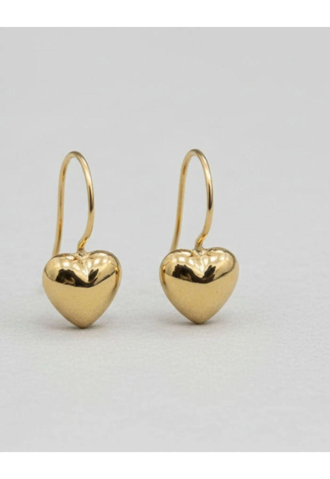 Aros Gancho Corazón 7mm Oro 18k Nacional 1.30gr Regalo Mujer Dorado-1