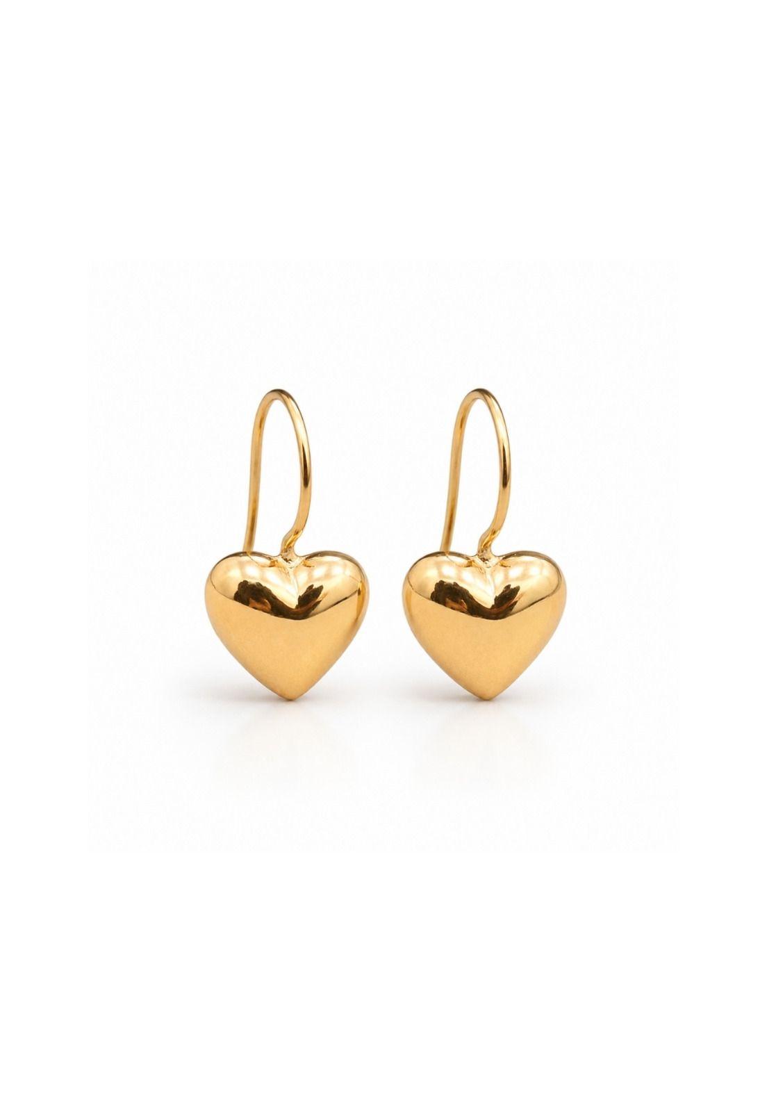 Aros Gancho Corazón 7mm Oro 18k Nacional 1.30gr Regalo Mujer Dorado-0