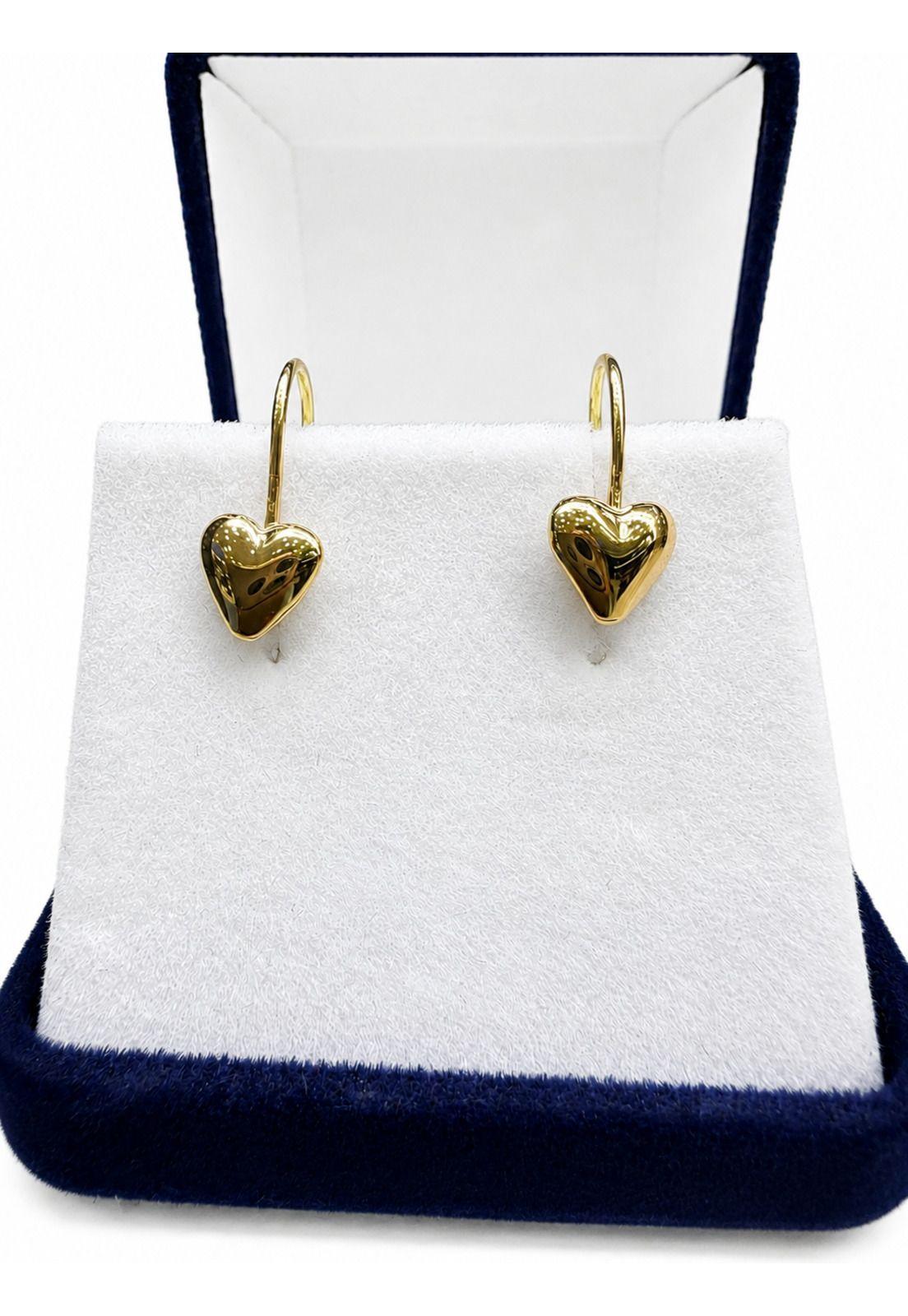 Aros Gancho Corazón 7mm Oro 18k Nacional 1.30gr Regalo Mujer Dorado-2