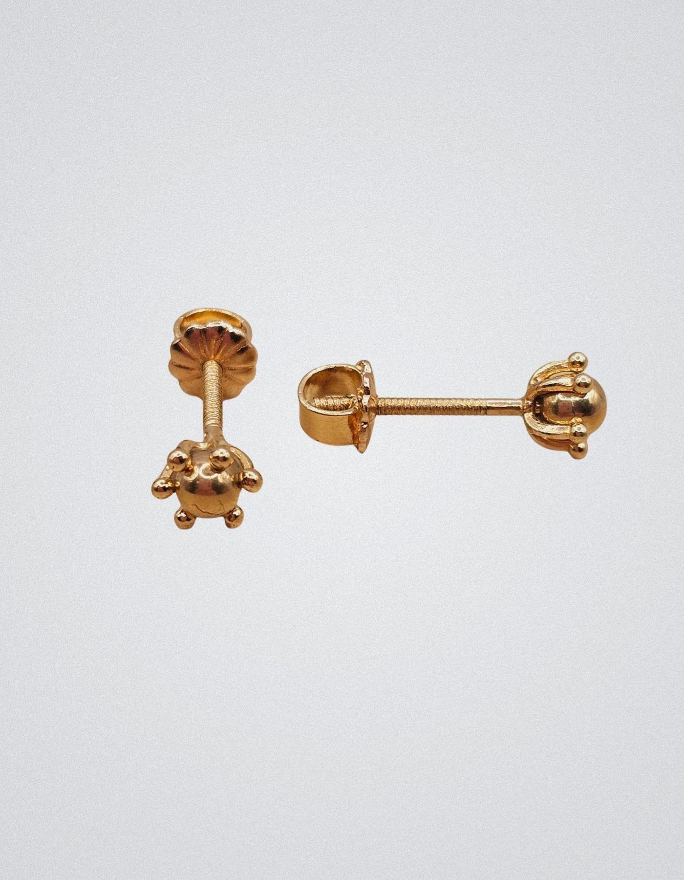 Aros Bolita Pistilo 6mm Oro 18k nacional No3-2