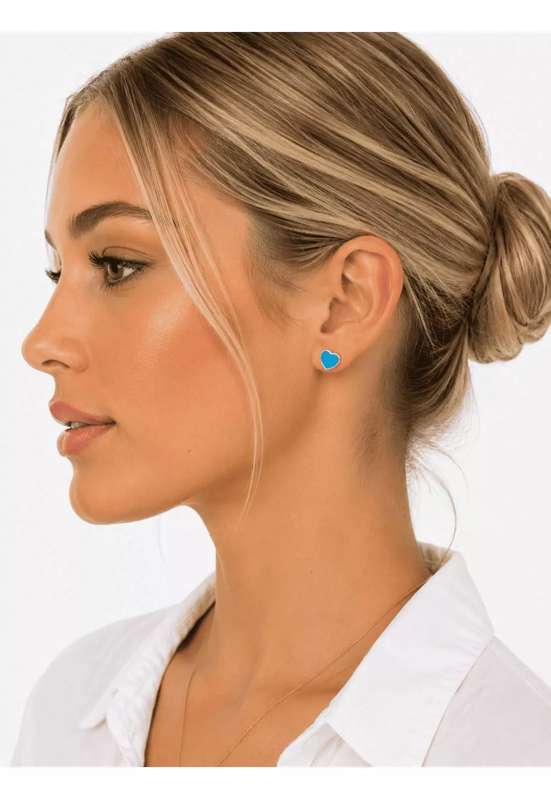 Aros Turquesa Corazón Plata 950 8mm Mujer Elegantes Piedra Azul.-2