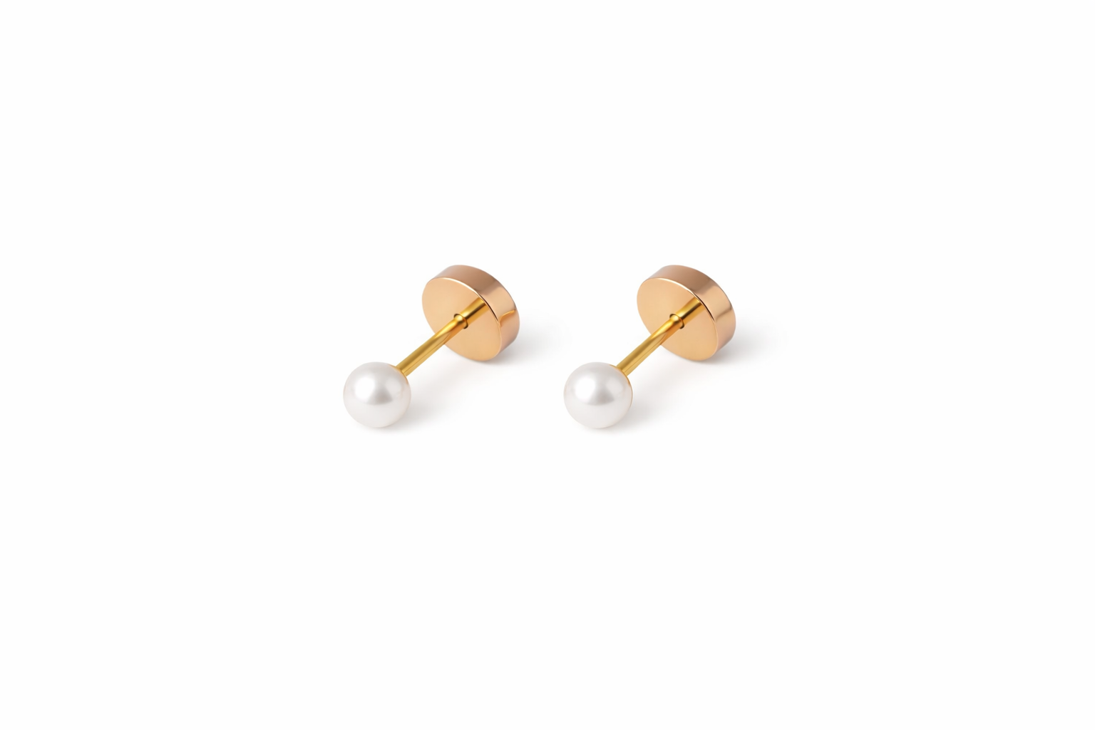 Aros Perla Casquillo 4mm No1 Oro 14k -0