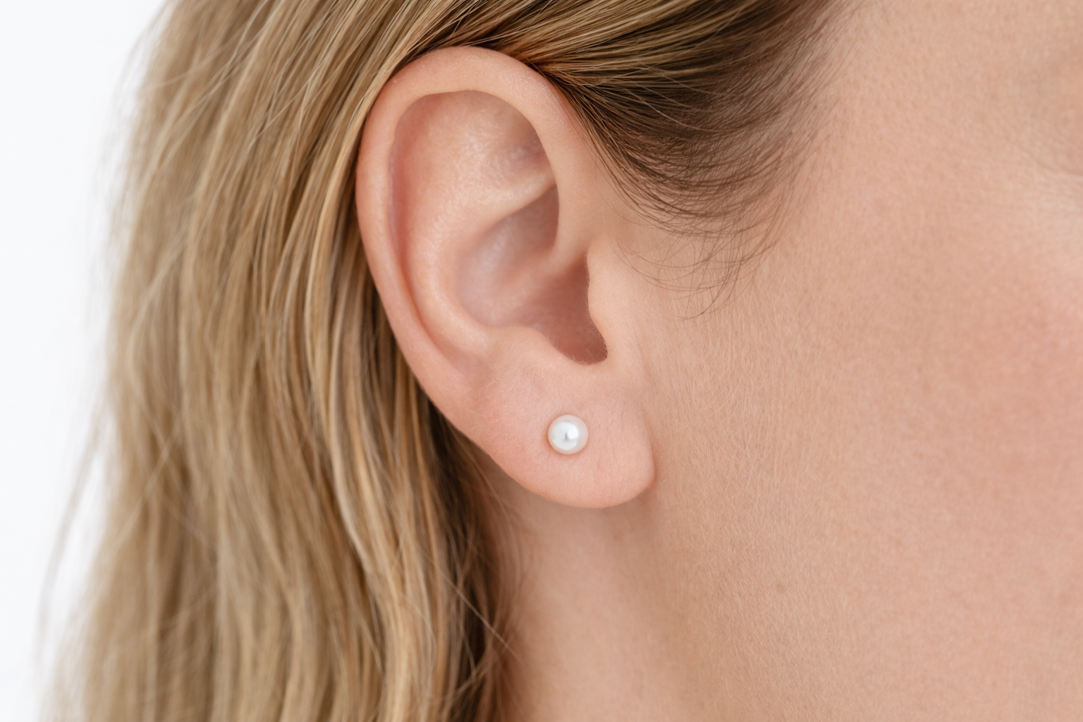 Aros Perla Casquillo 4mm No1 Oro 14k -2