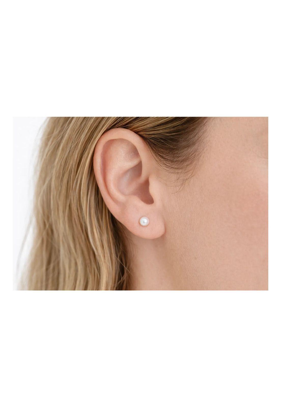 Aros Abridores Perla Casquillo 4mm N1 Oro 14k Bebé Niña Dorado 4mm-3