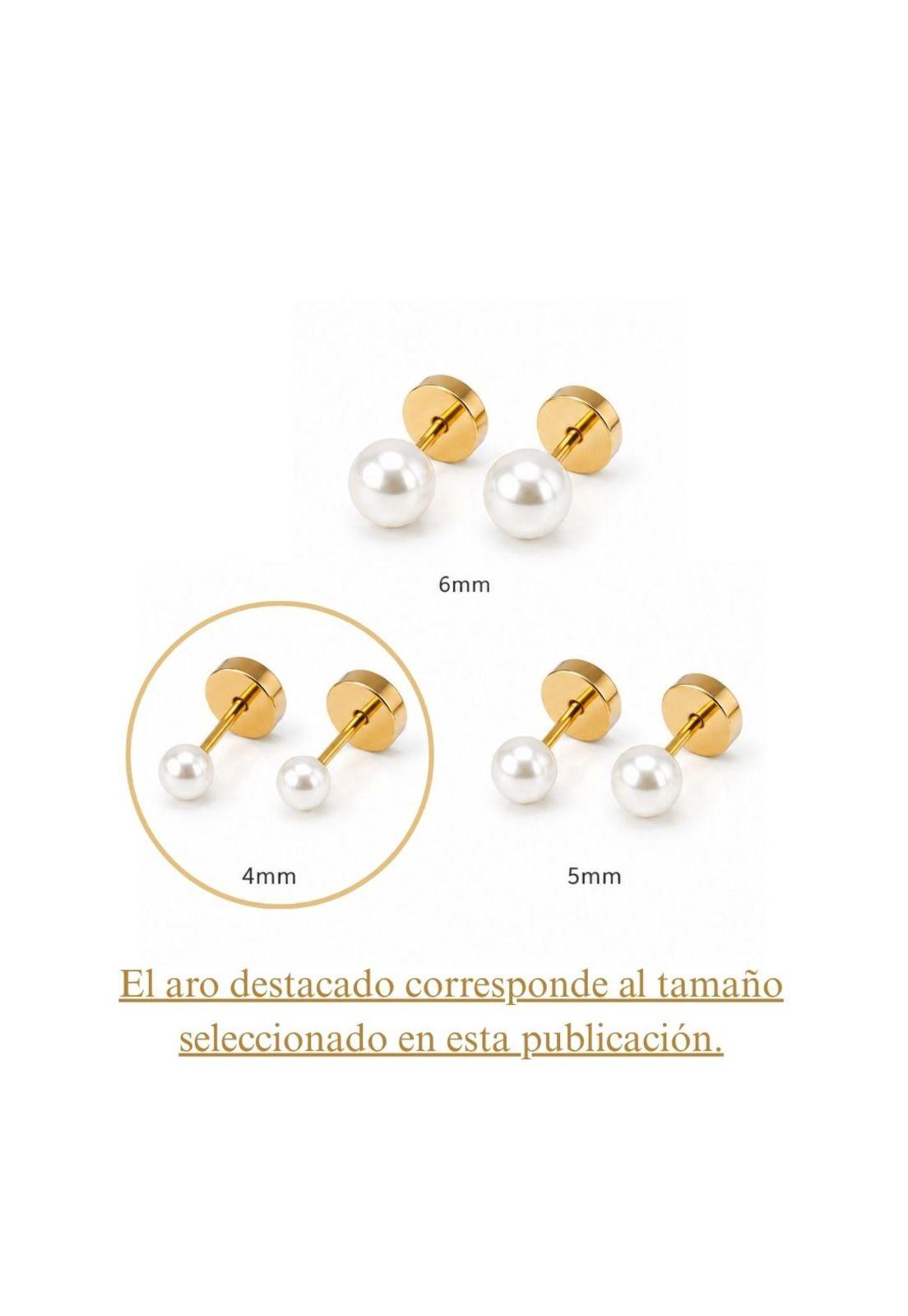 Aros Abridores Perla Casquillo 4mm N1 Oro 14k Bebé Niña Dorado 4mm-2