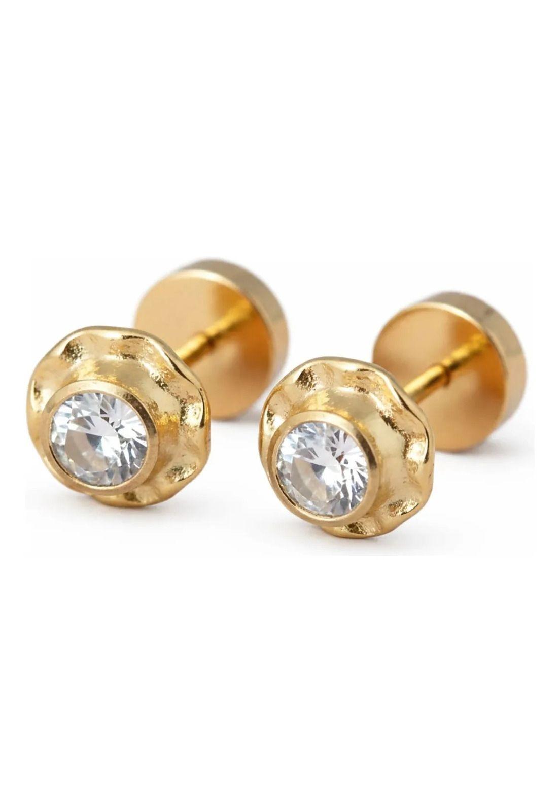 Aros Abridores Chatón Circón 6mm N3 Oro 14k Niña Mujer-0