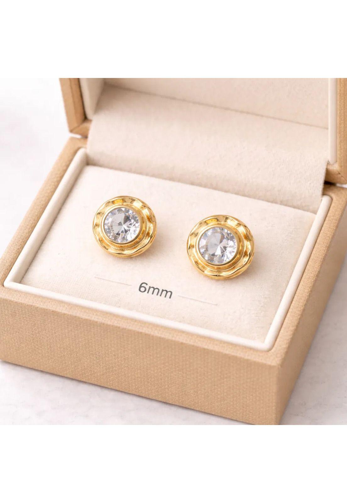 Aros Abridores Chatón Circón 6mm N3 Oro 14k Niña Mujer-1