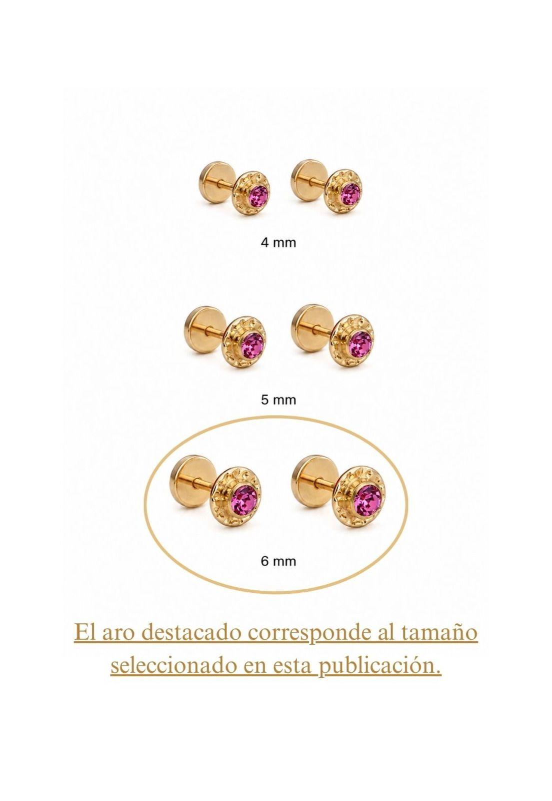 Aros Abridores Chatón Circón 6mm N3 Oro 14k Niña Mujer-3