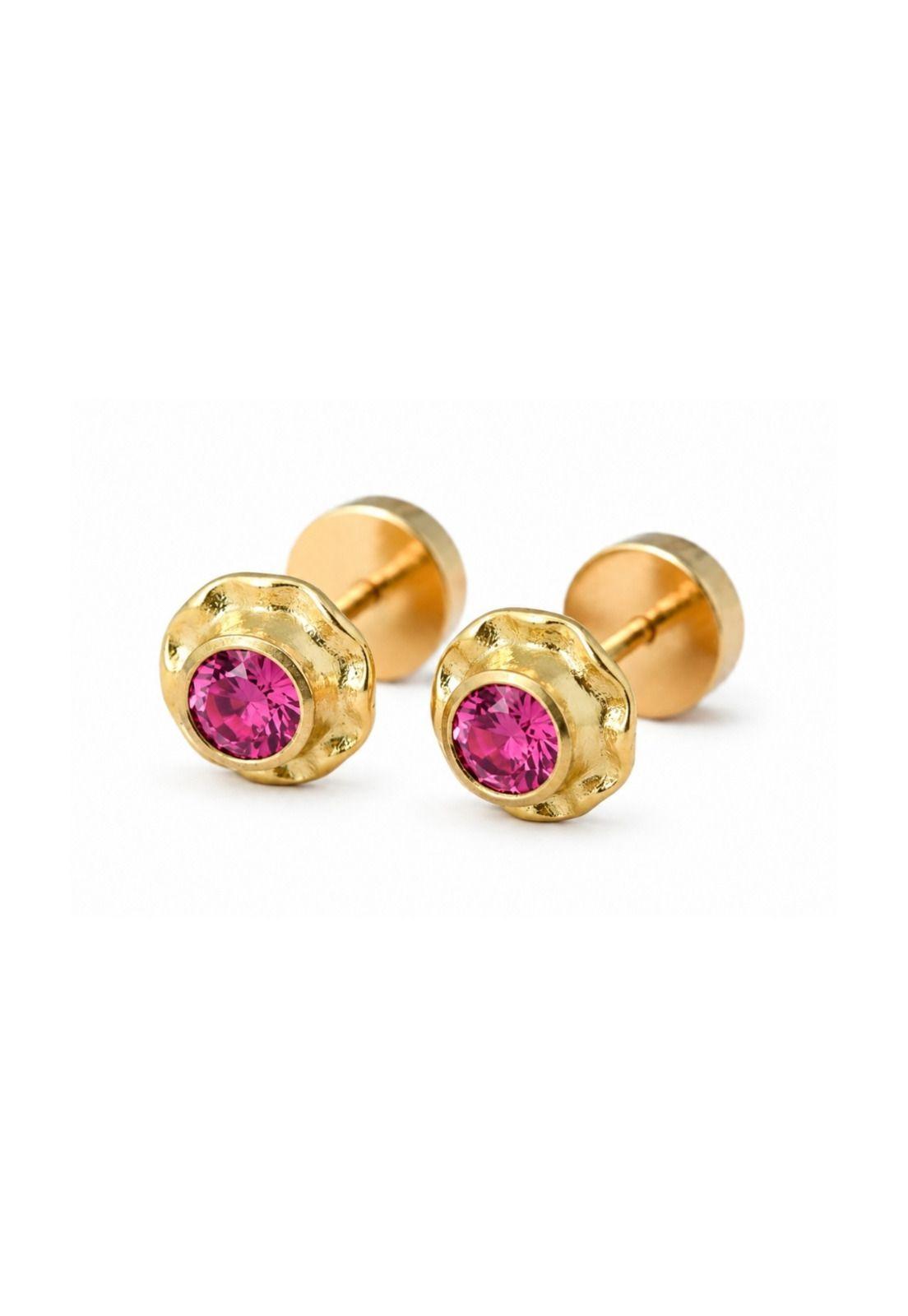 Aros Abridores Chatón Circón 6mm N3 Oro 14k Niña Mujer-0