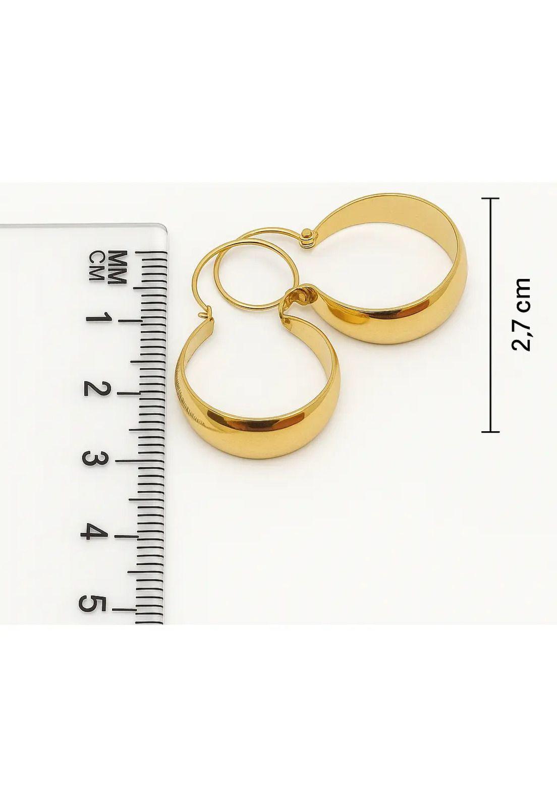 Aros Argolla Bote 2,7cm Largo N4 Oro 18k 3.10gr Mujer Regalo Dorado-2