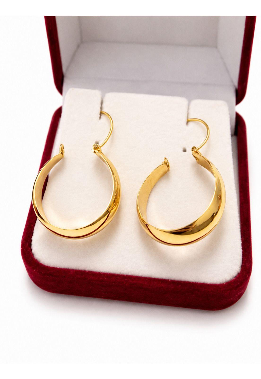 Aros Argolla Bote 2,7cm Largo N4 Oro 18k 3.10gr Mujer Regalo Dorado-2
