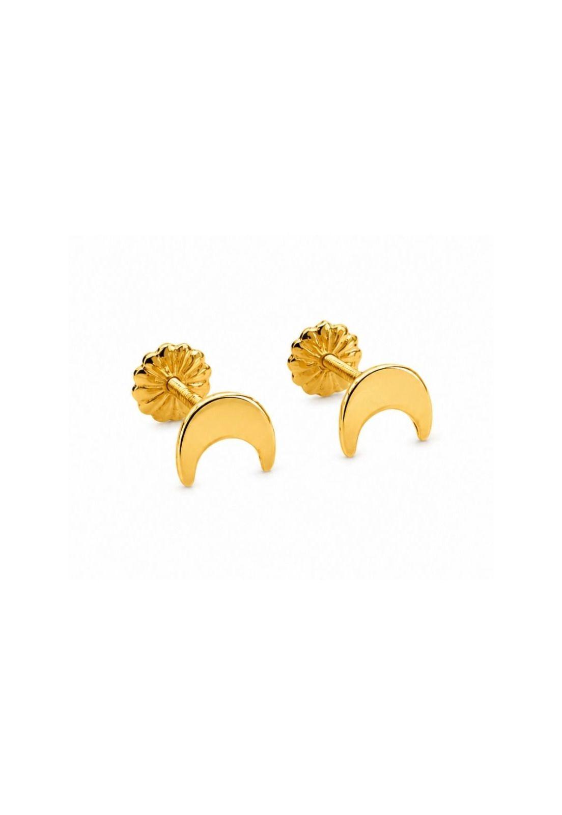 Aros Luna 5mm Oro 18k Nacional 0.70 Gr Dorado Mujer Regalo-2