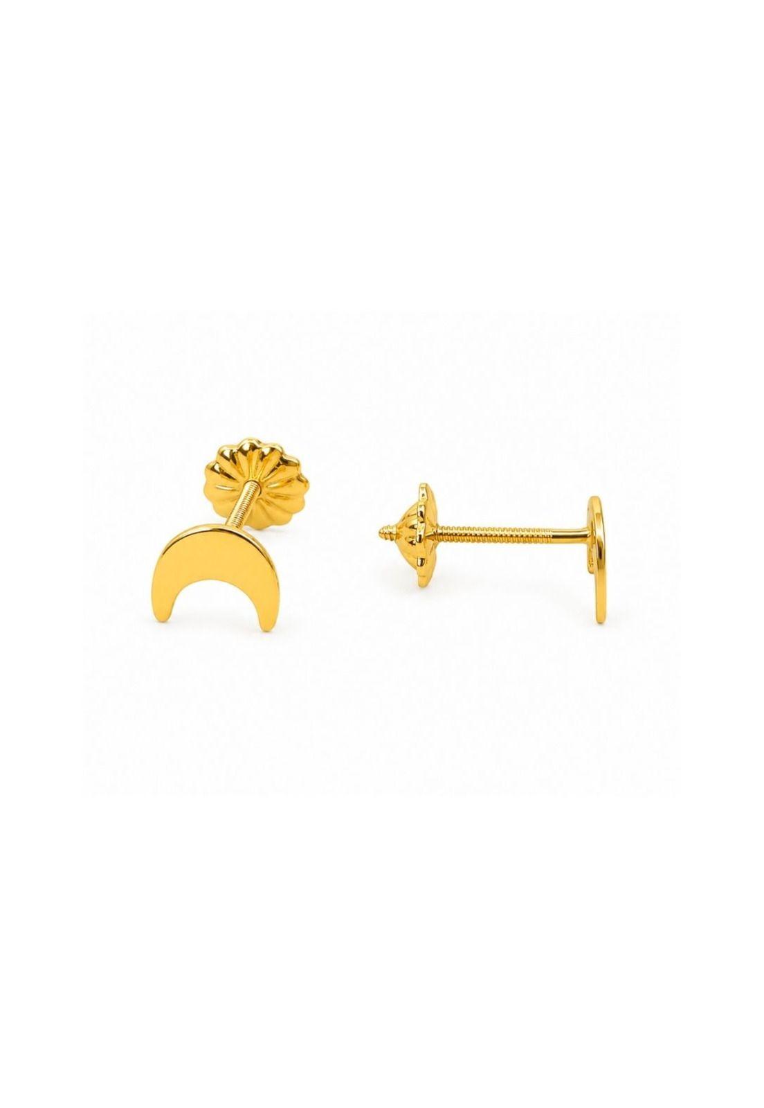 Aros Luna 5mm Oro 18k Nacional 0.70 Gr Dorado Mujer Regalo-3