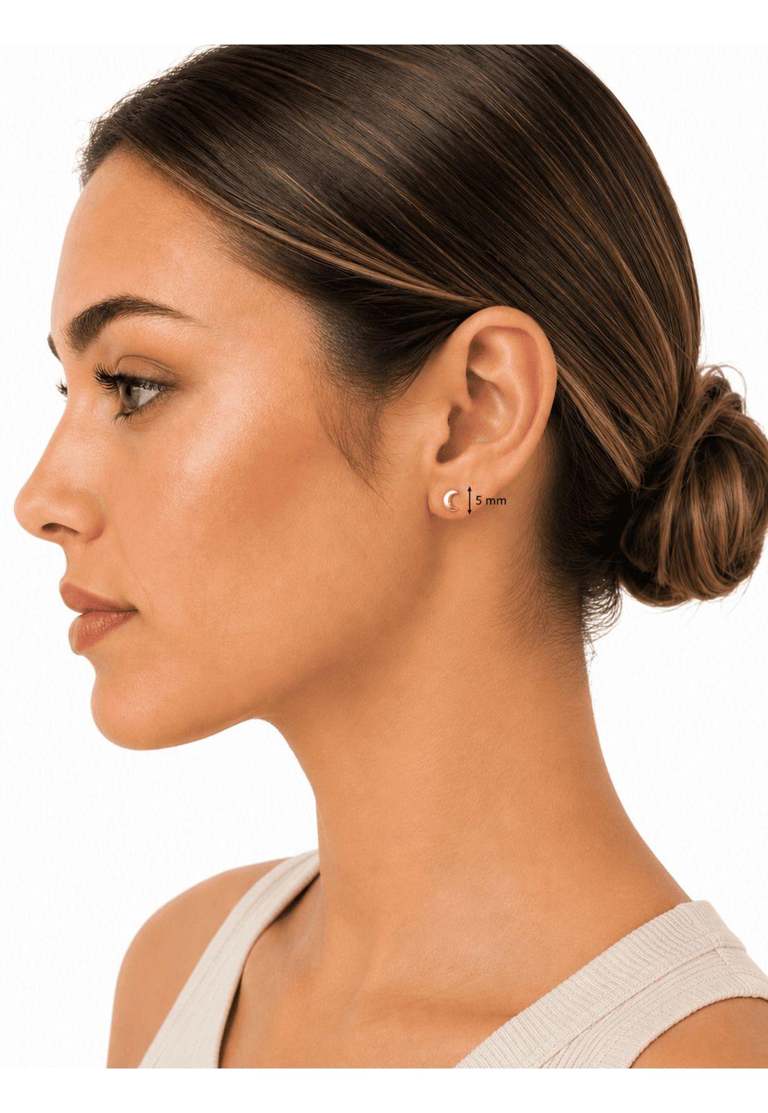 Aros Luna 5mm Oro 18k Nacional 0.70 Gr Dorado Mujer Regalo-4