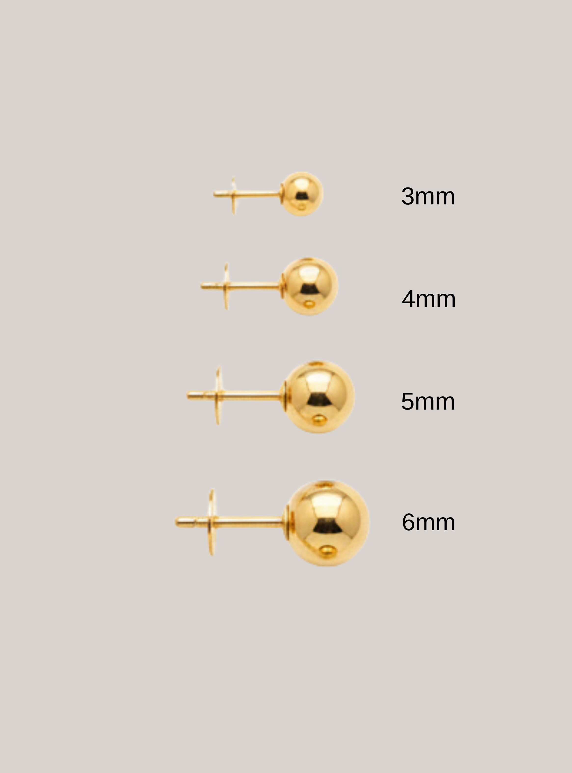 Aros Bolita Abridores 3mm No1 Oro 14K  Especial Primeros Aros-2