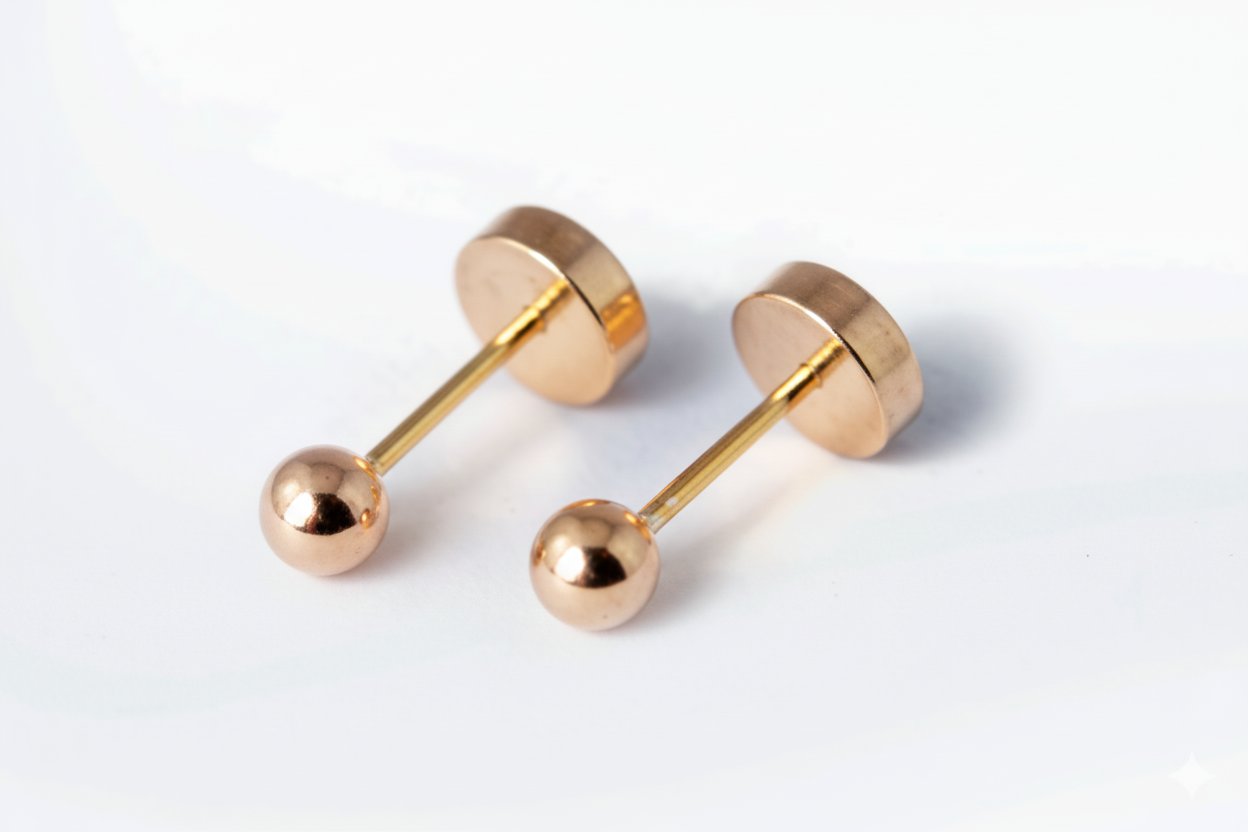 Aros Bolita Abridores 3mm No1 Oro 14K  Especial Primeros Aros-3