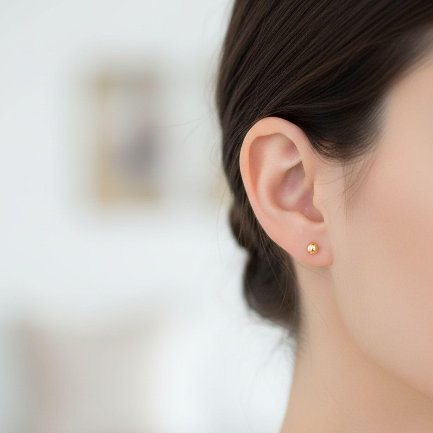 Aros Bolita Abridores 3mm No1 Oro 14K  Especial Primeros Aros-4