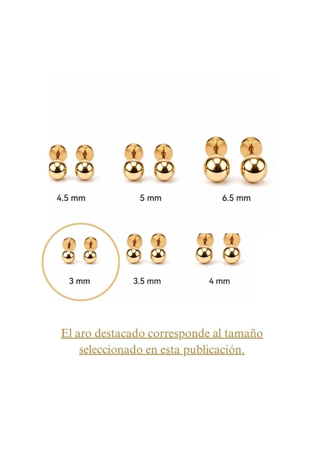 Aros Abridores Bolita 3mm N1 Oro 14k Bebé Niña Hipoalergénic Dorado-6