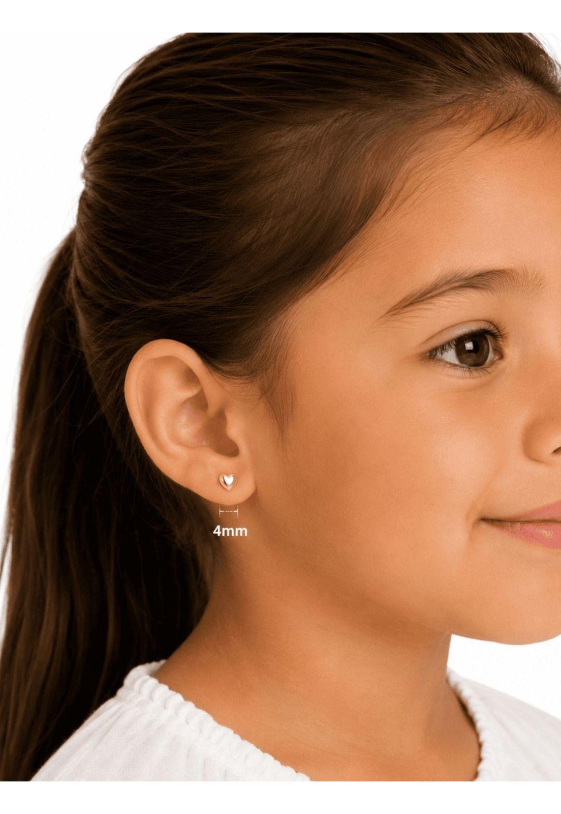 Aros Corazón Oro 18k 4 Mm N1 Atornillados 0.50gr Niña Dorado-2
