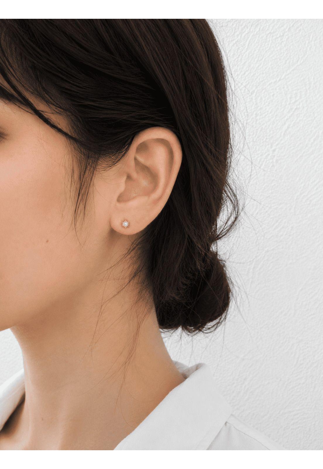 Aros Perla Cultivada Pistilo 4mm  N2 Oro 18k 1.30gr Mujer Dorado-2