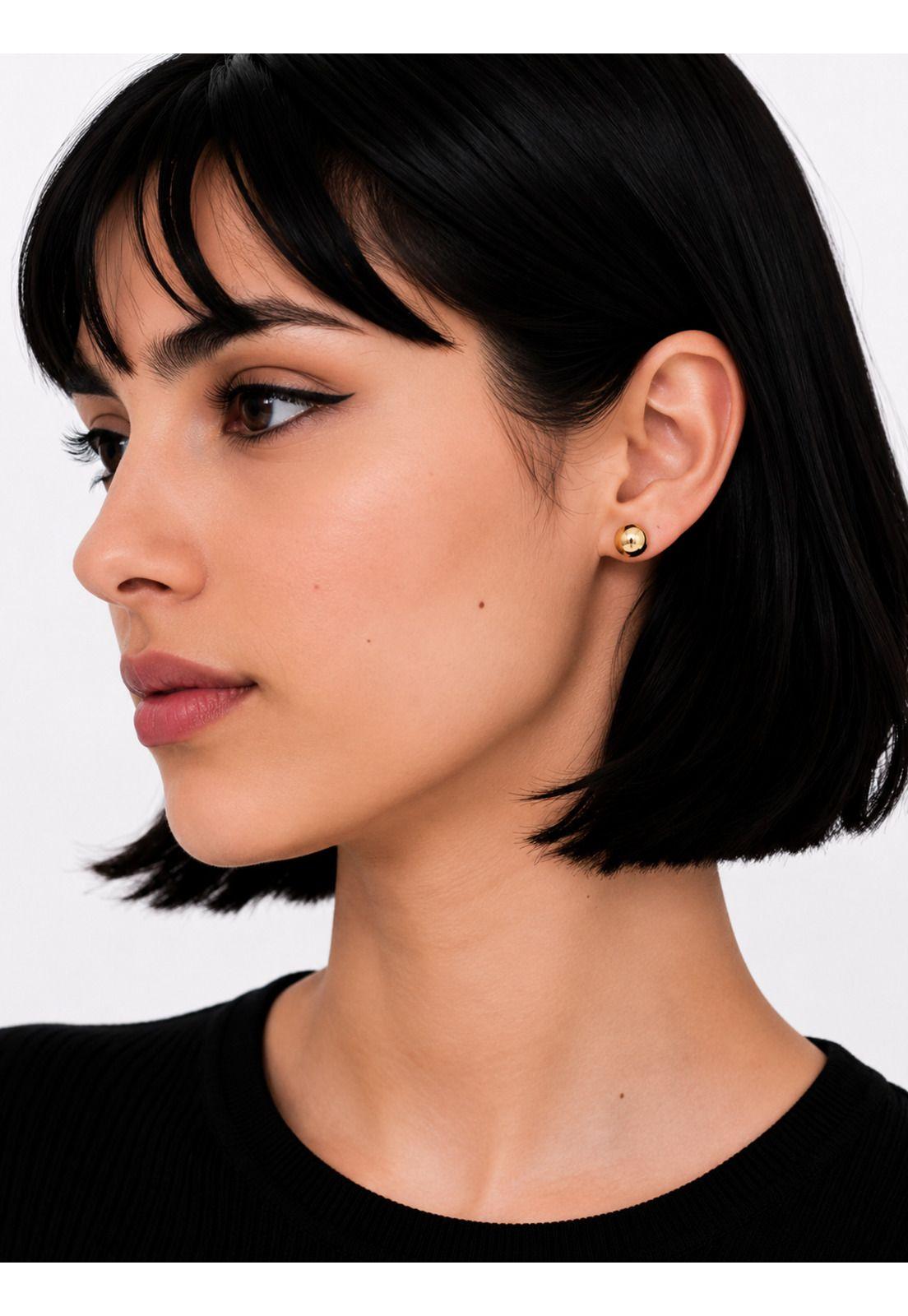 Aros Bolita 9mm N7 Oro 18k Atornillados 1.50gr Regalo Mujer Dorado-4