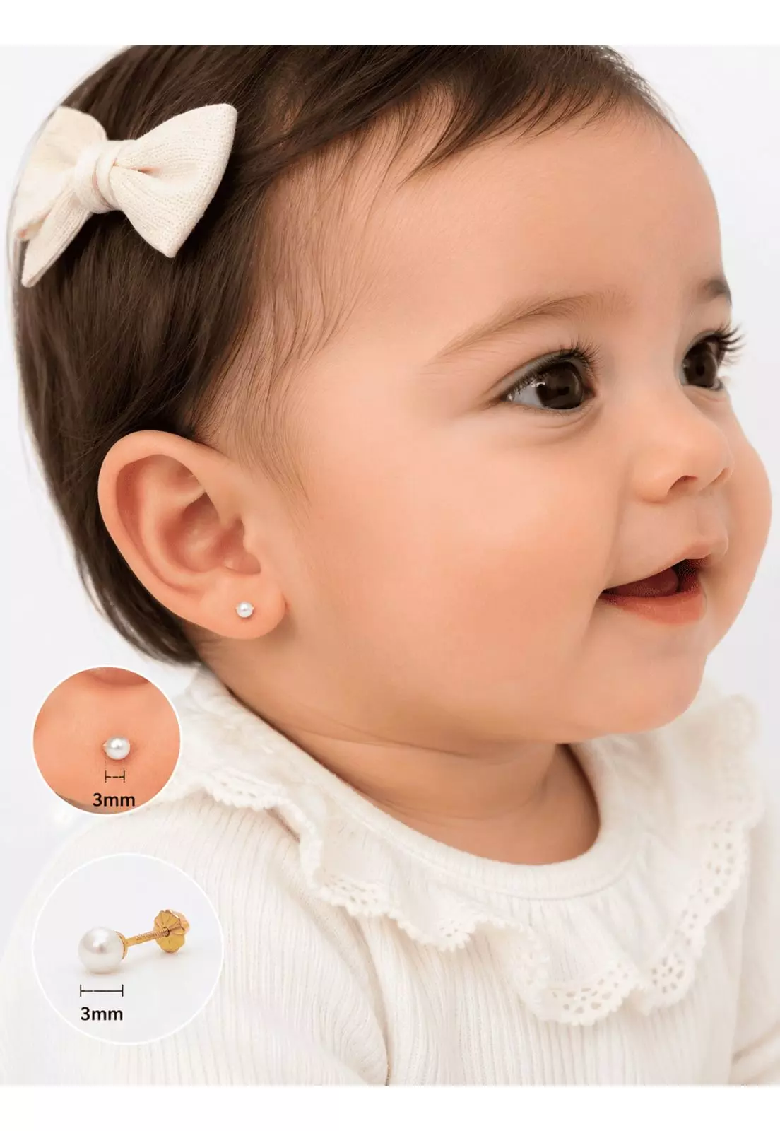 Aros Perla Cultivada Casquillo 3mm  N1 Oro 18k 0.70gr Dorado-2