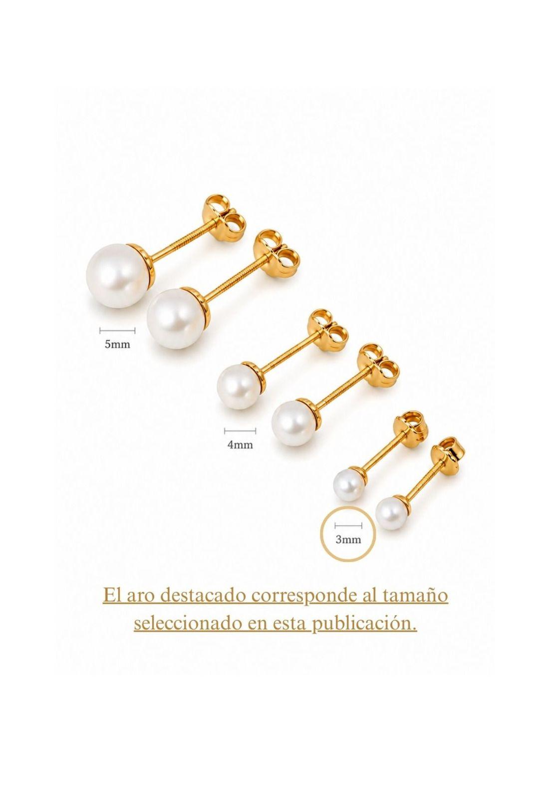 Aros Perla Cultivada Casquillo 3mm  N1 Oro 18k 0.70gr Dorado-5