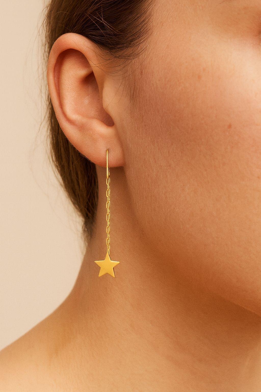 Aros Cadenas Estrella Oro 18k nacional -2