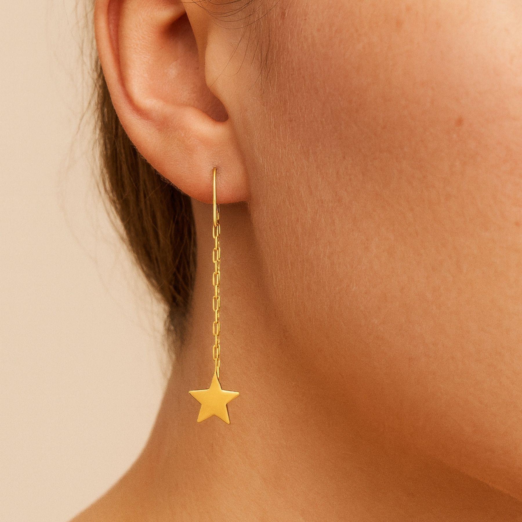 Aros Cadenas Estrella Oro 18k nacional 1,5 gr-3