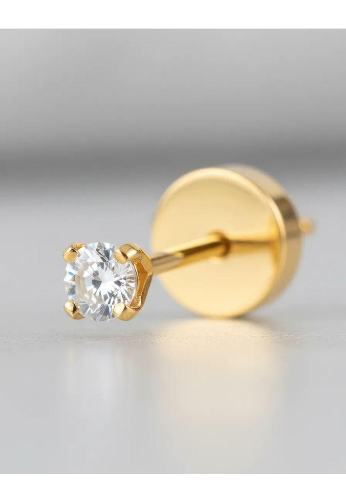Aros Abridores Chispas 2mm No1 Oro 18k Circón Bebé Niña-3