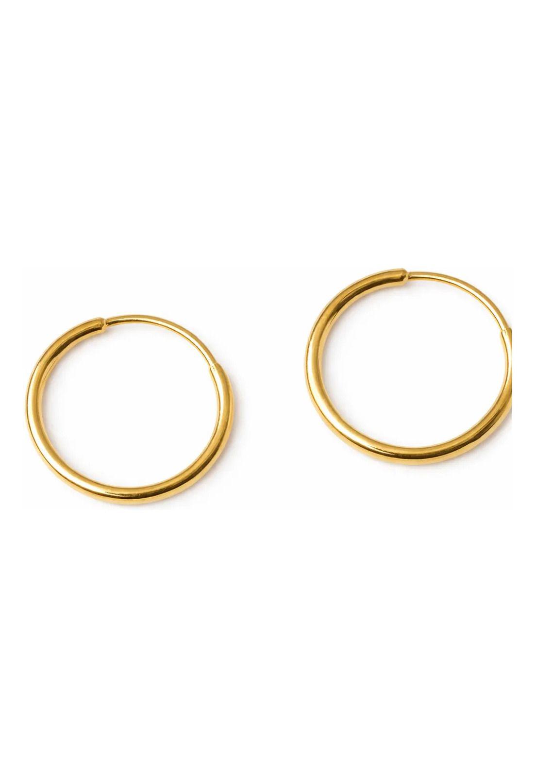 Aros Argolla Tubo 8mm Oro 18k 1.15gr Mujer Niñas Clásicas Dorado-0