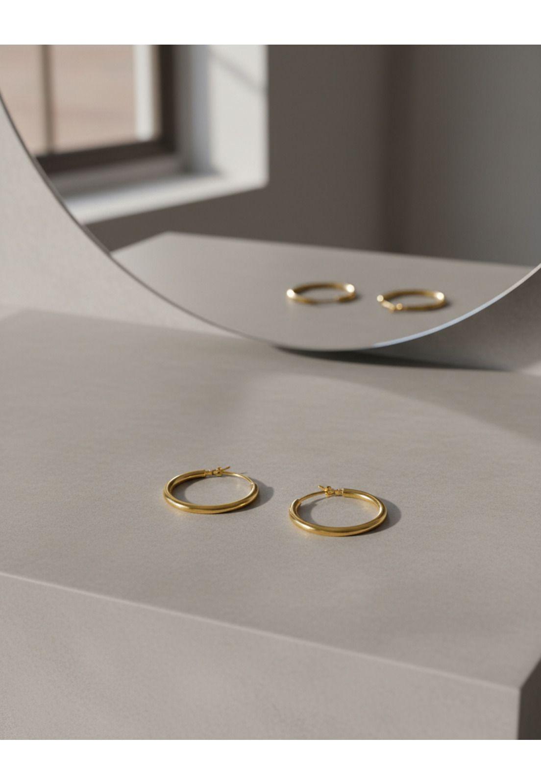 Aros Argolla Tubo 8mm Oro 18k 1.15gr Mujer Niñas Clásicas Dorado-3