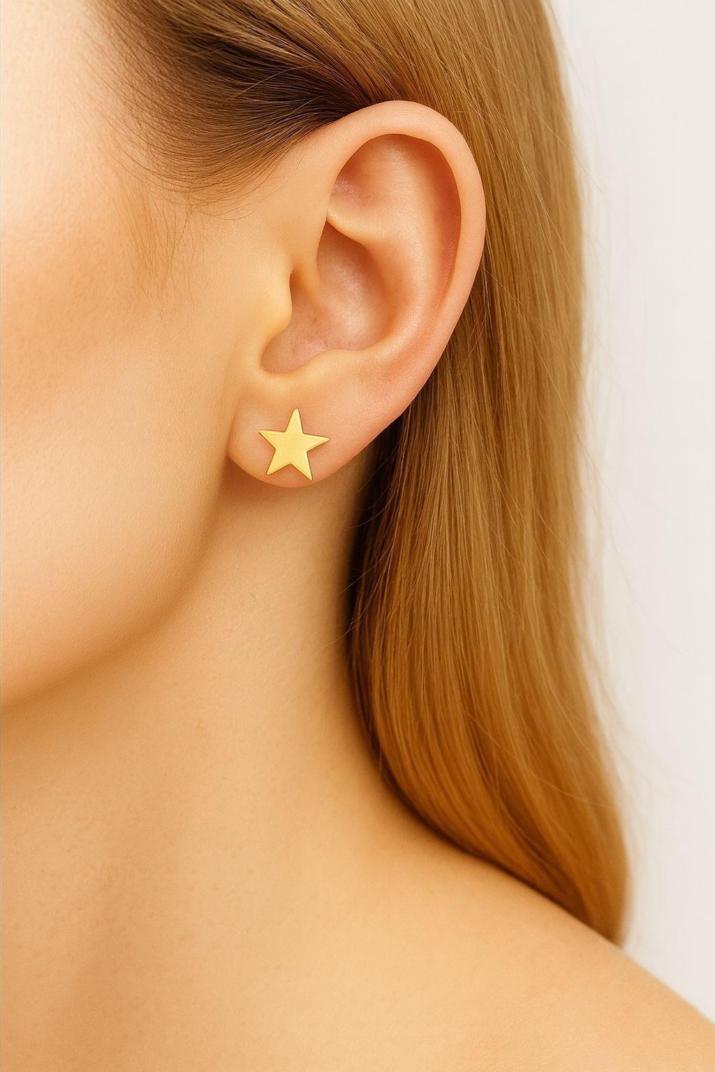 Aros Estrella 5 mm Oro 18k nacional -1