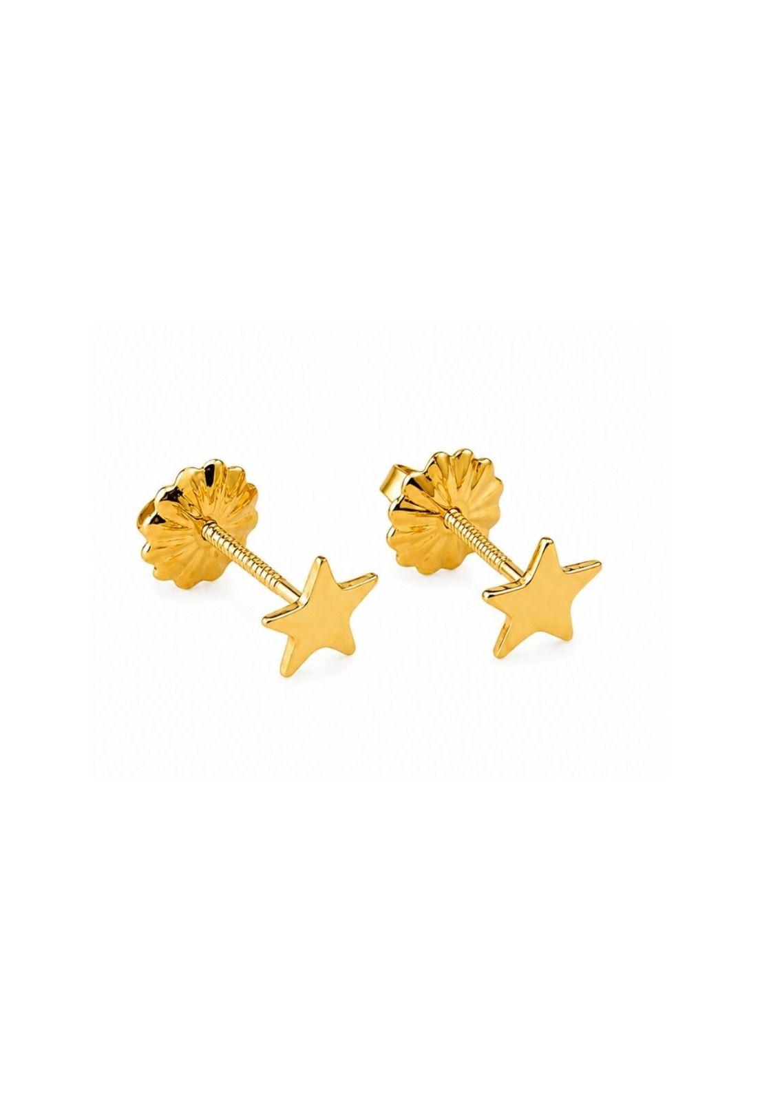 Aros Estrella 5mm Oro 18k 0.80gr. Mujer Niña Juvenil Dorado-1