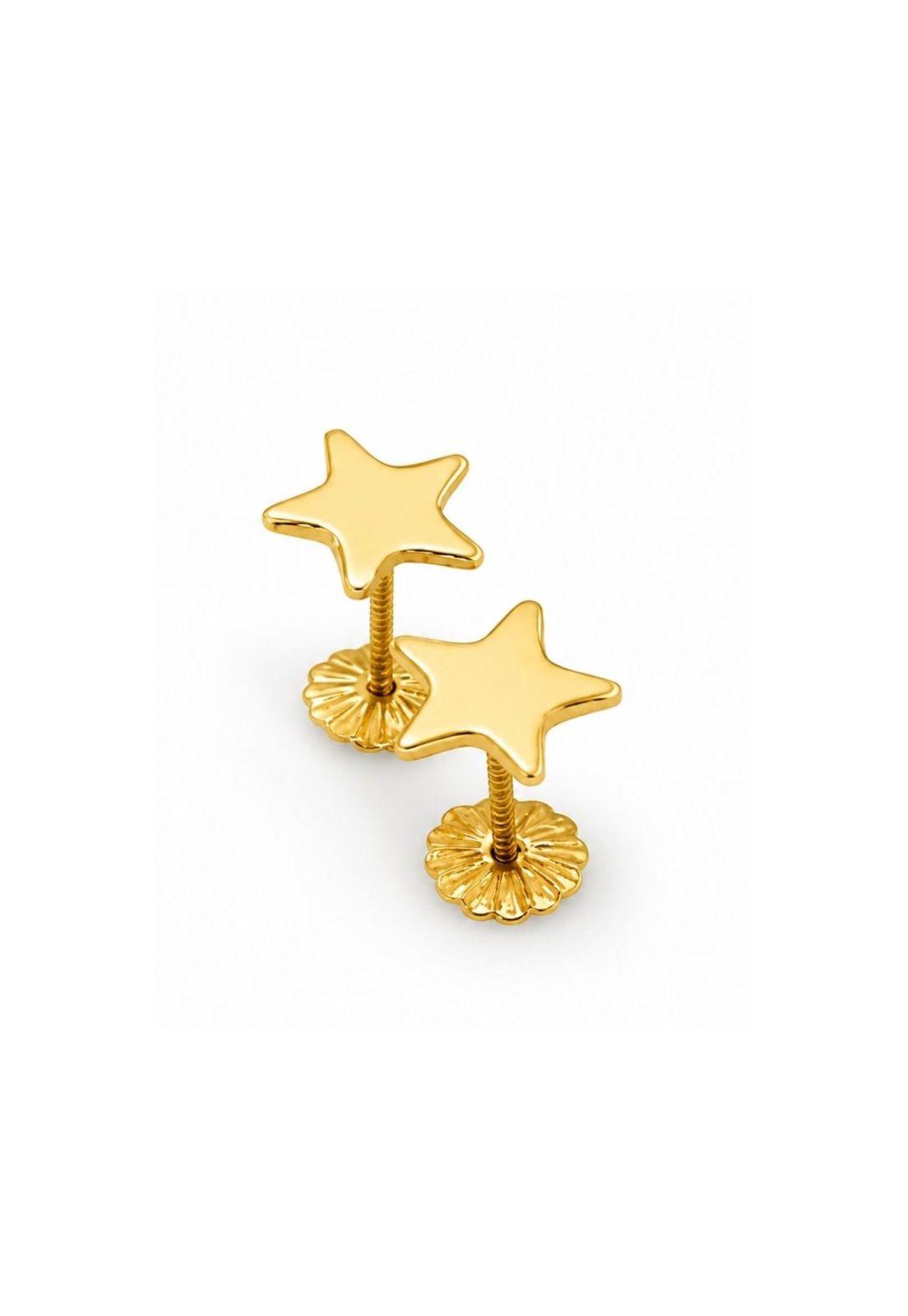 Aros Estrella 5mm Oro 18k 0.80gr. Mujer Niña Juvenil Dorado-2