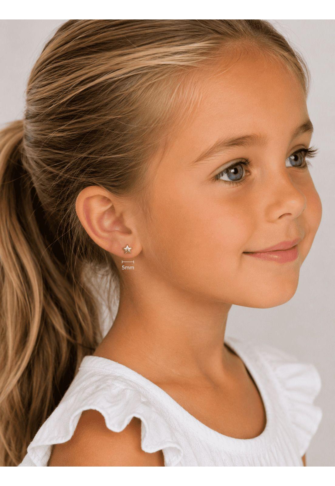 Aros Estrella 5mm Oro 18k 0.80gr. Mujer Niña Juvenil Dorado-3