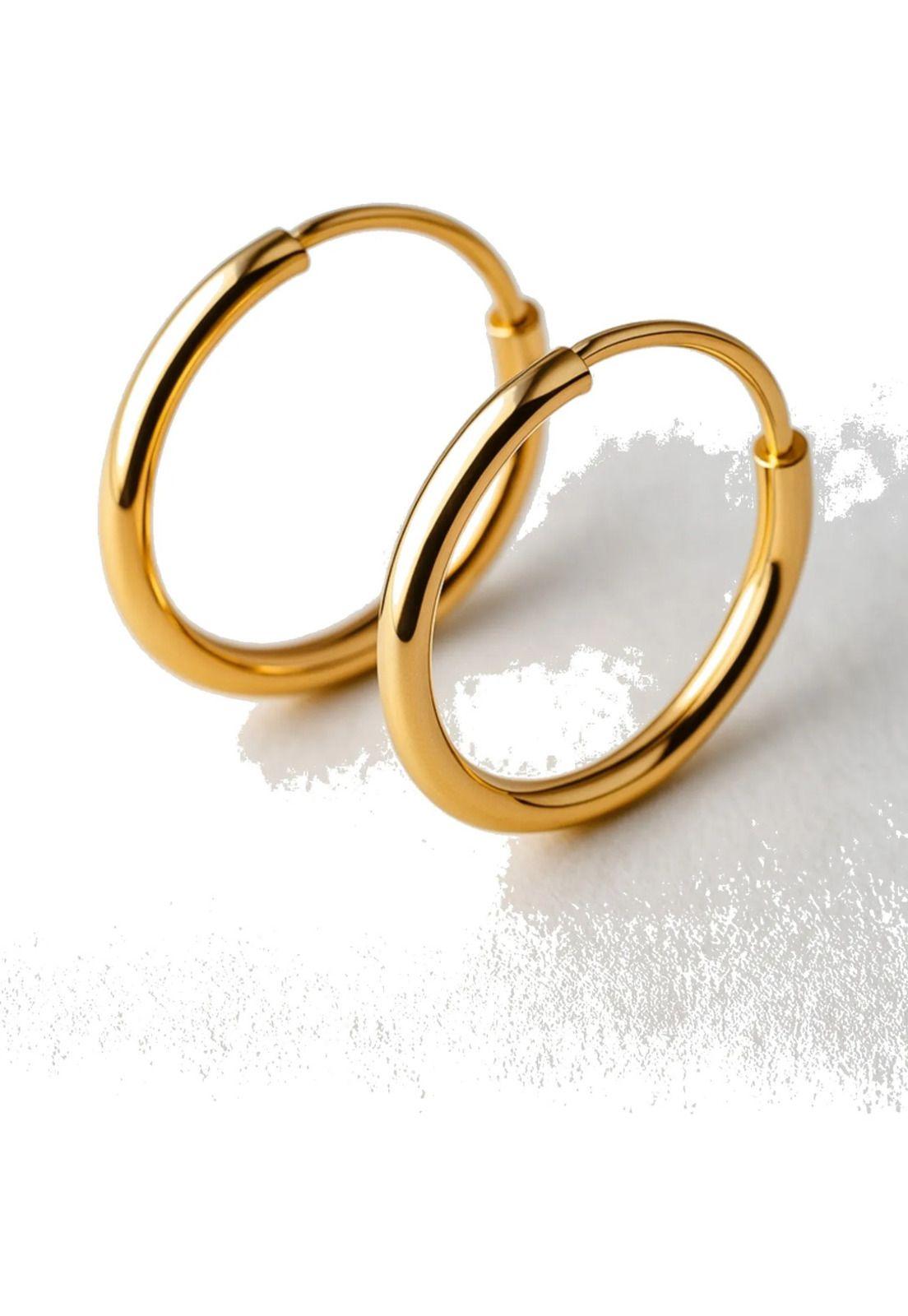Aros Argolla Tubo 15mm Oro 18k 2.10gr Clásicas Regalo Mujer Dorado-0