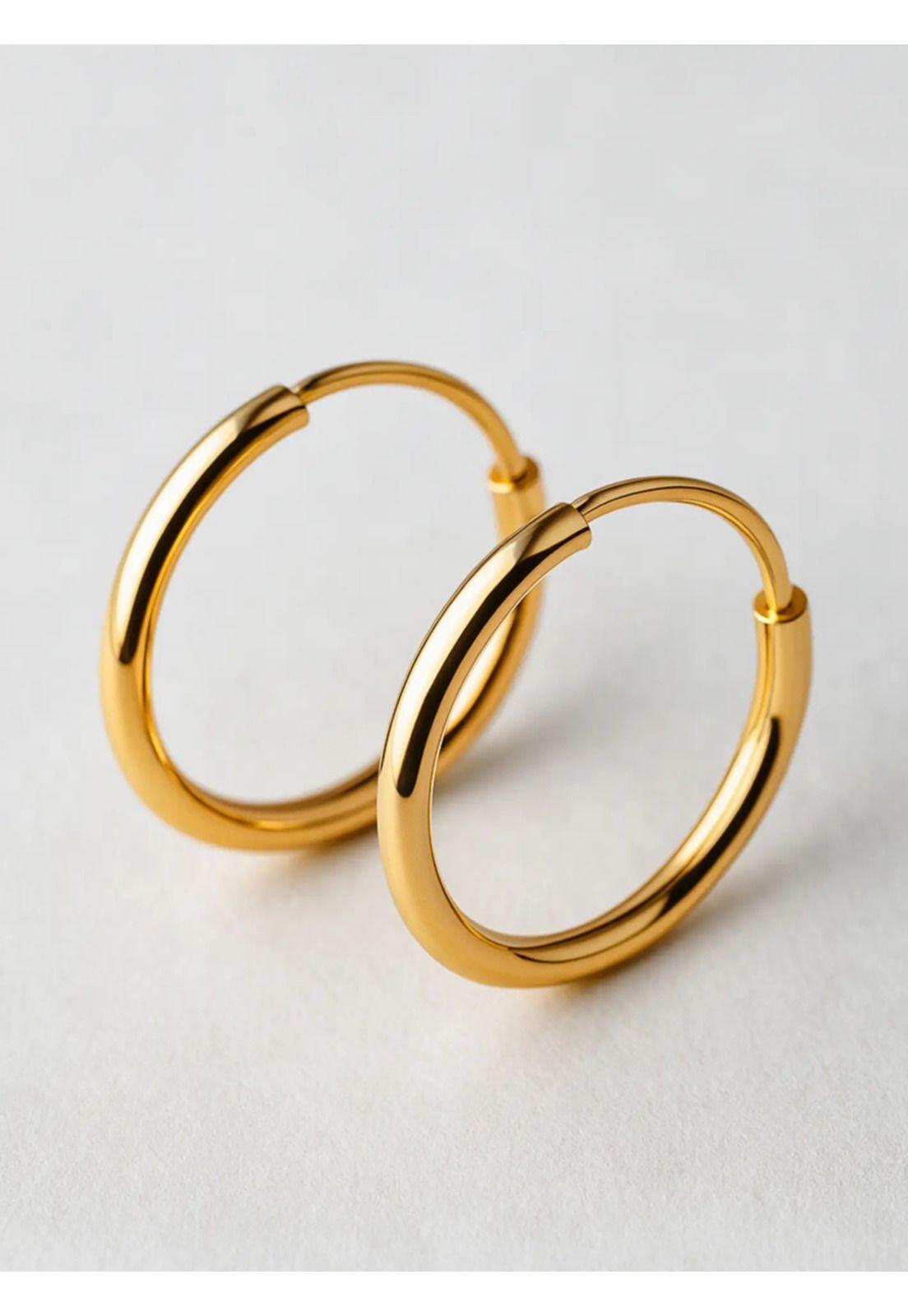 Aros Argolla Tubo 15mm Oro 18k 2.10gr Clásicas Regalo Mujer Dorado-1