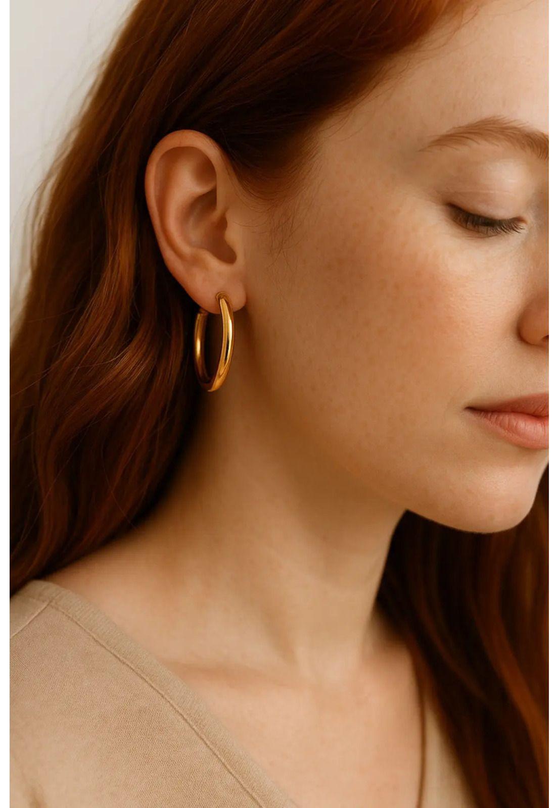 Aros Argolla Tubo 15mm Oro 18k 2.10gr Clásicas Regalo Mujer Dorado-2