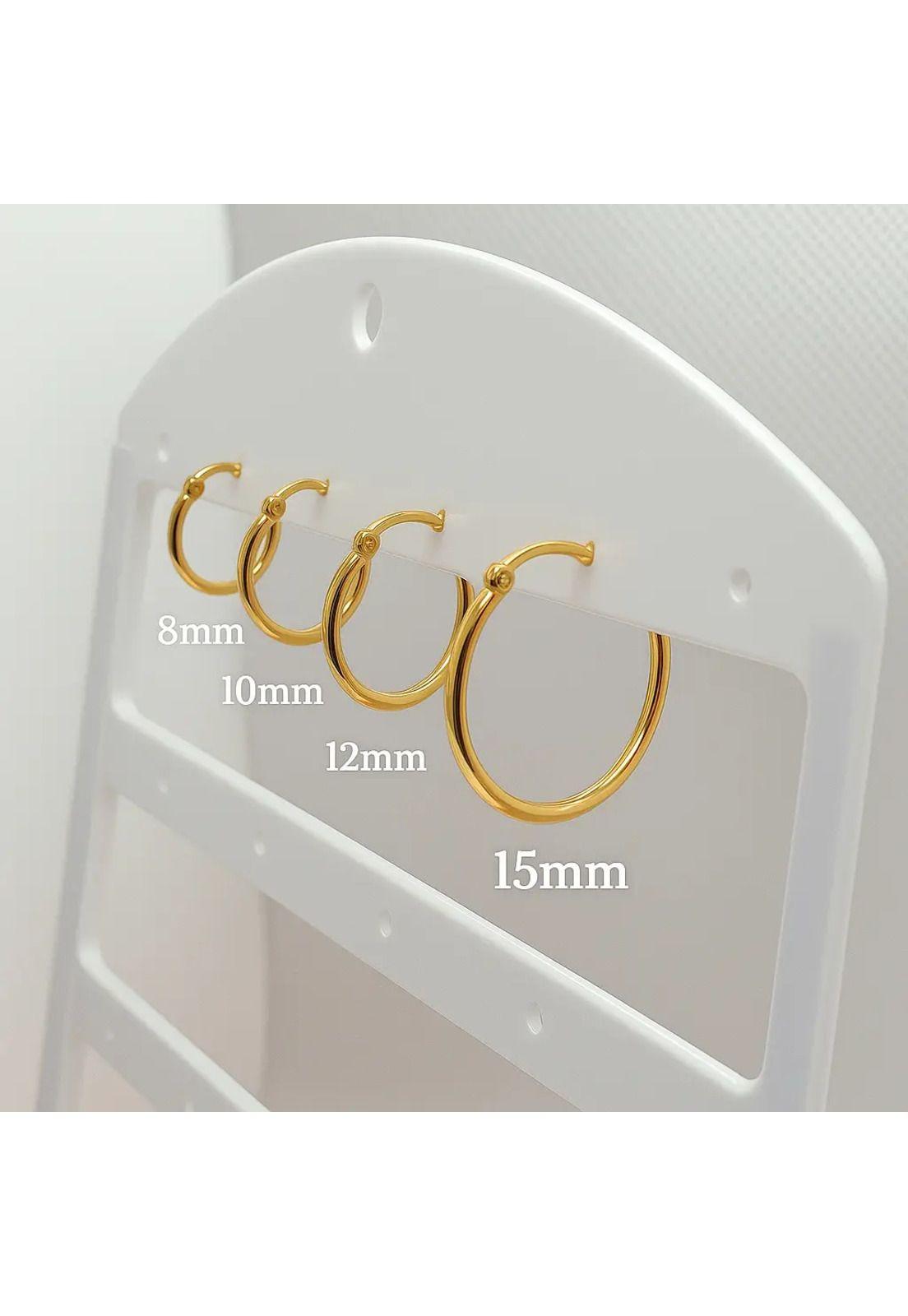 Aros Argolla Tubo 15mm Oro 18k 2.10gr Clásicas Regalo Mujer Dorado-3