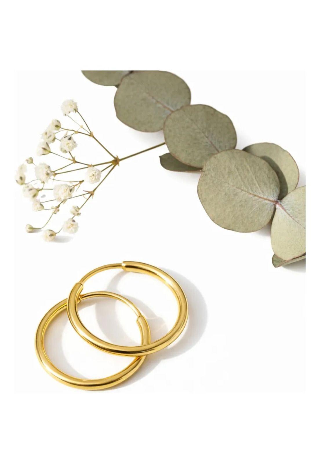 Aros Argolla Tubo 15mm Oro 18k 2.10gr Clásicas Regalo Mujer Dorado-4