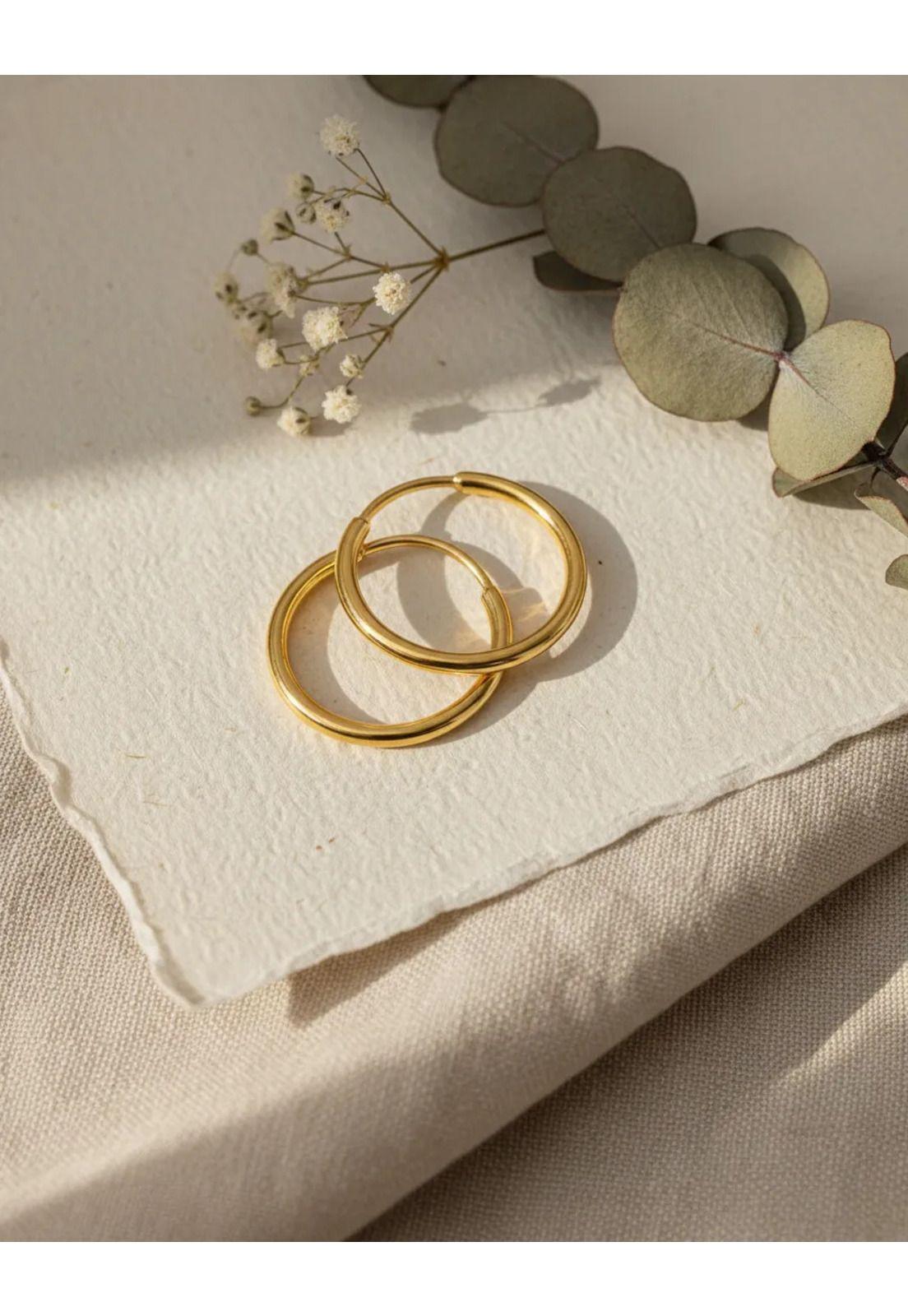 Aros Argolla Tubo 15mm Oro 18k 2.10gr Clásicas Regalo Mujer Dorado-5