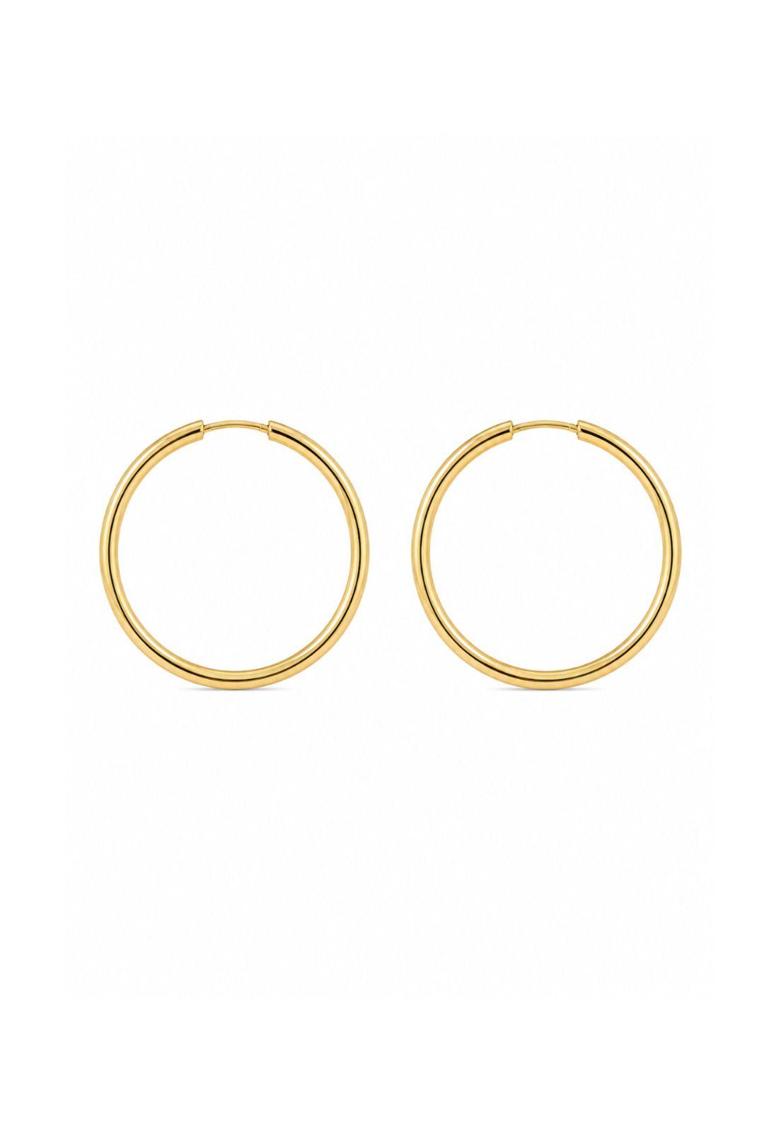 Aros Argolla Tubo 15mm Oro 18k 2.10gr Clásicas Regalo Mujer Dorado-0