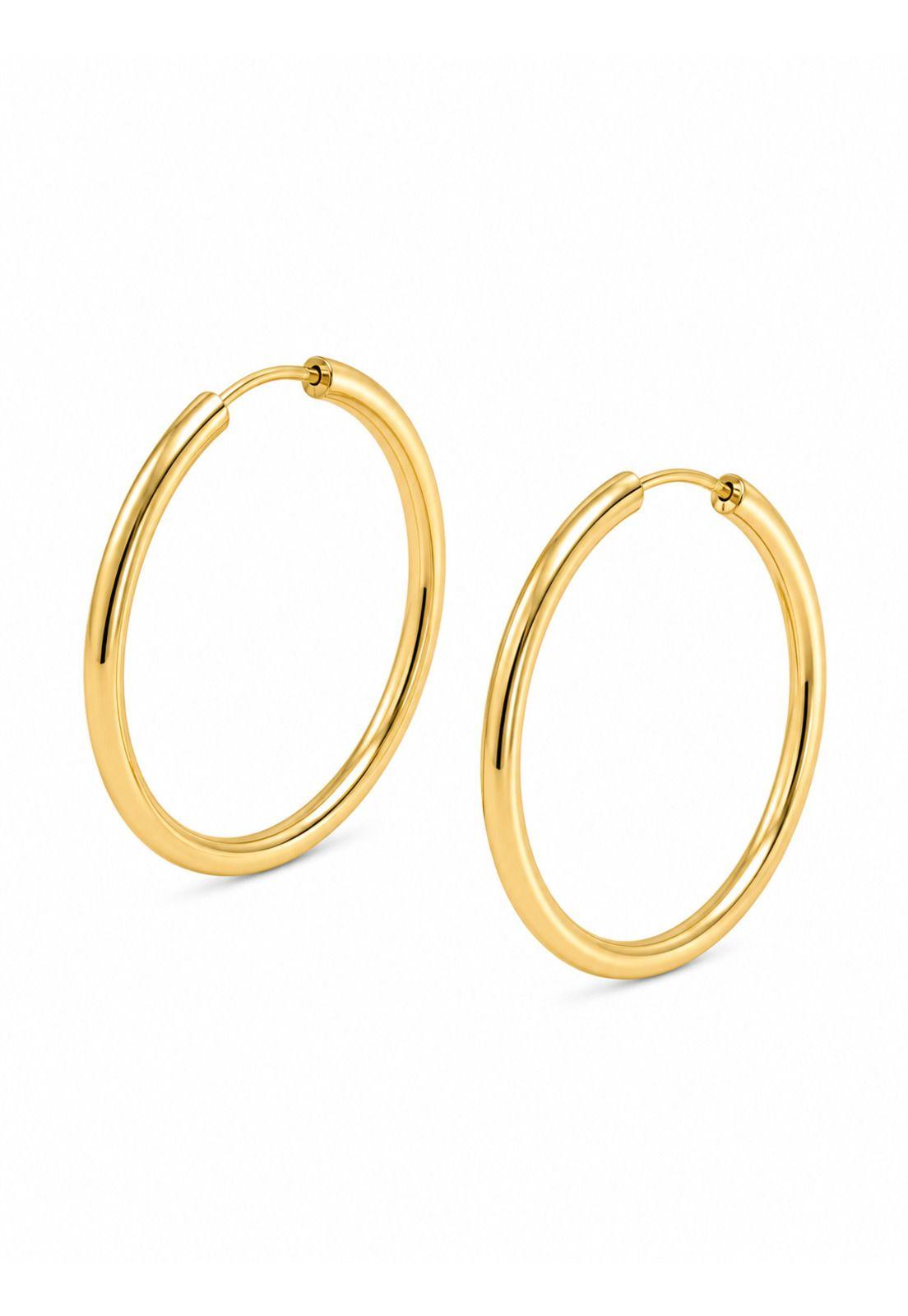Aros Argolla Tubo 15mm Oro 18k 2.10gr Clásicas Regalo Mujer Dorado-2