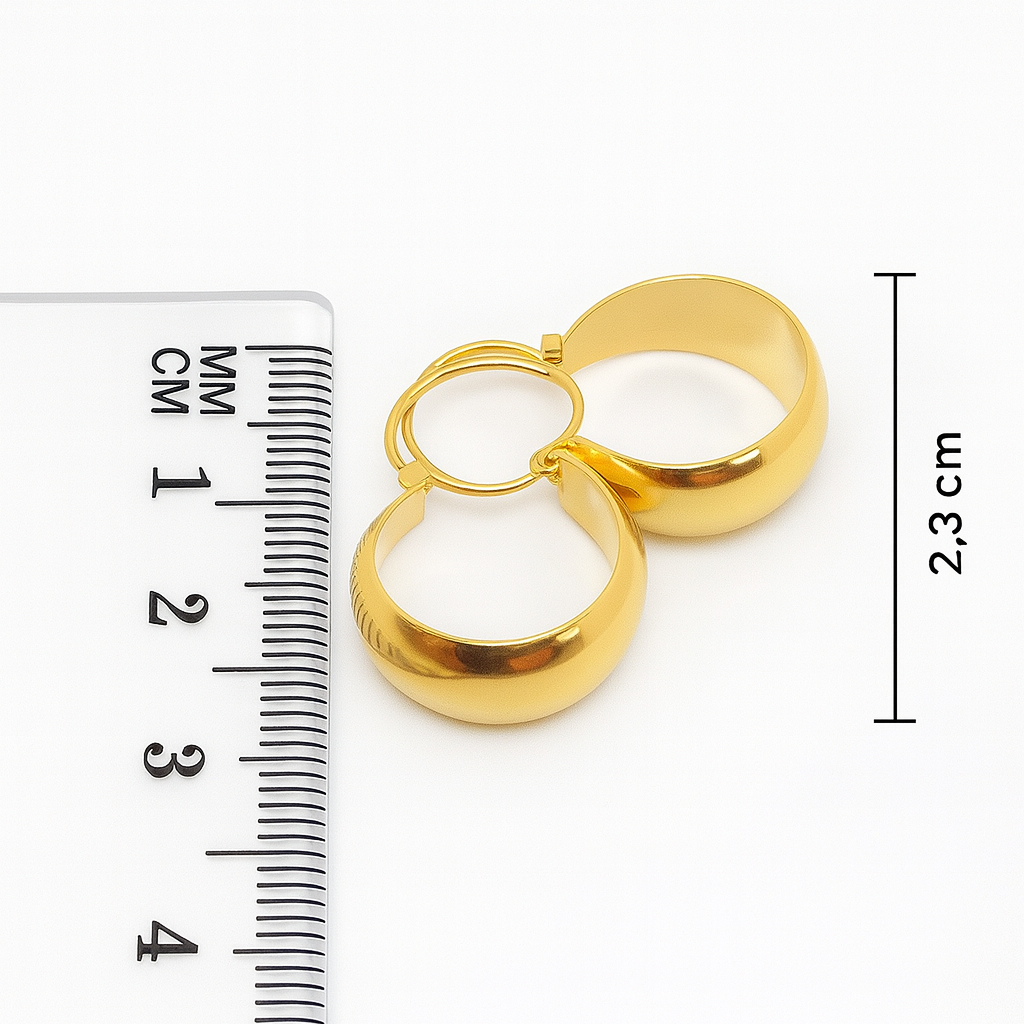 Aros Argollas Bote 2,3cm No3 Oro 18k nacional-2