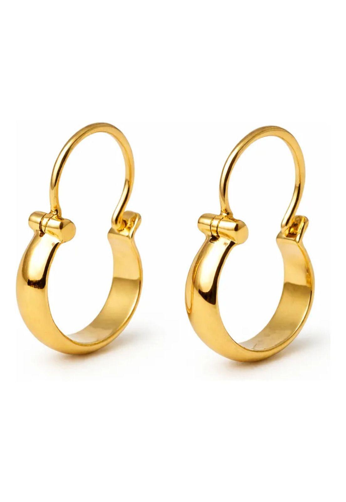 Aros Argolla Bote 2,3cm Largo N3 Oro 18k 2.40gr Mujer Regalo Dorado-0
