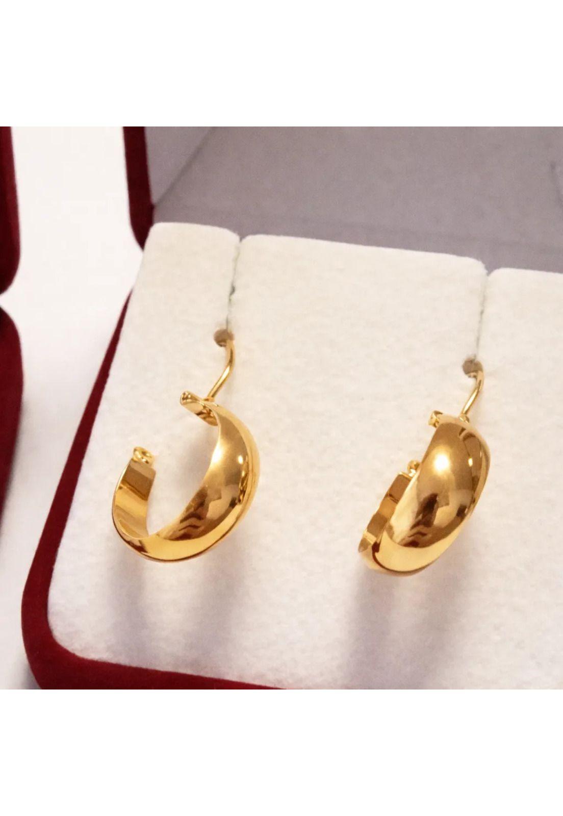 Aros Argolla Bote 2,3cm Largo N3 Oro 18k 2.40gr Mujer Regalo Dorado-1
