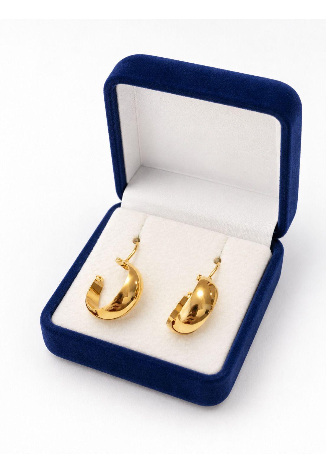 Aros Argolla Bote 2,3cm Largo N3 Oro 18k 2.40gr Mujer Regalo Dorado-3