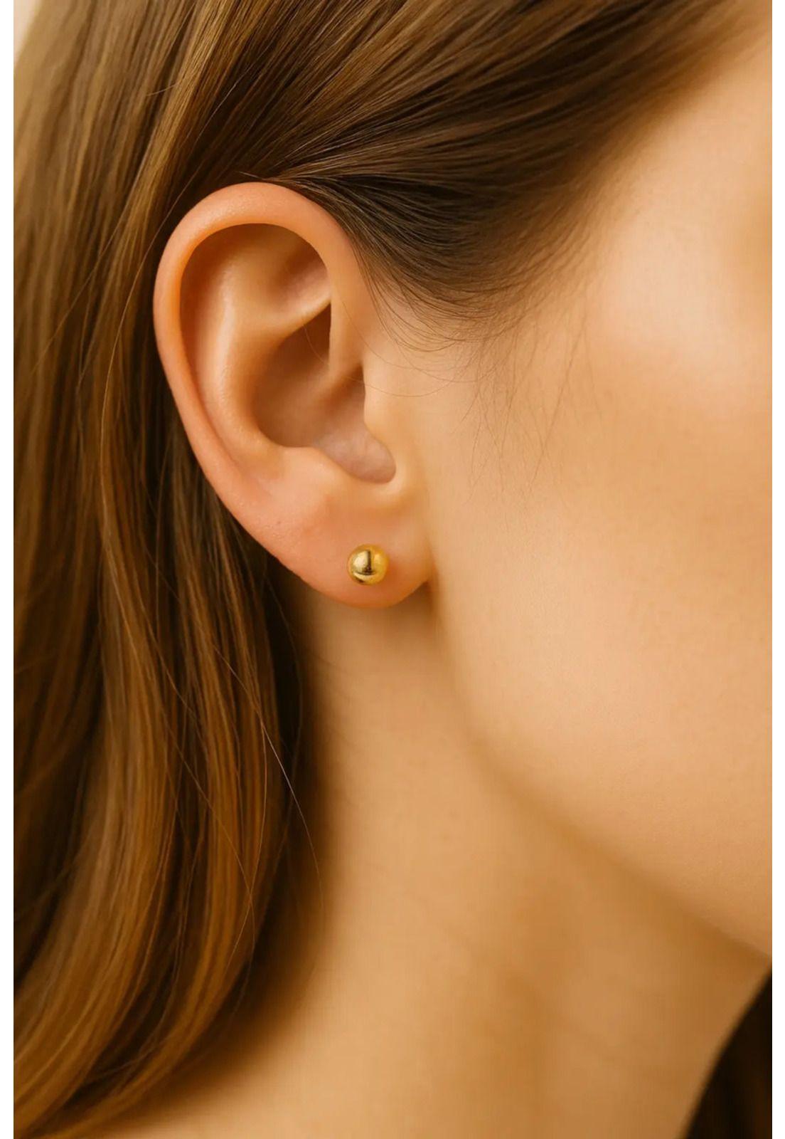 Aros Bolita 8mm N6 Oro 18k 1.20g Juvenil Mujer Hipoalergénic Dorado-1